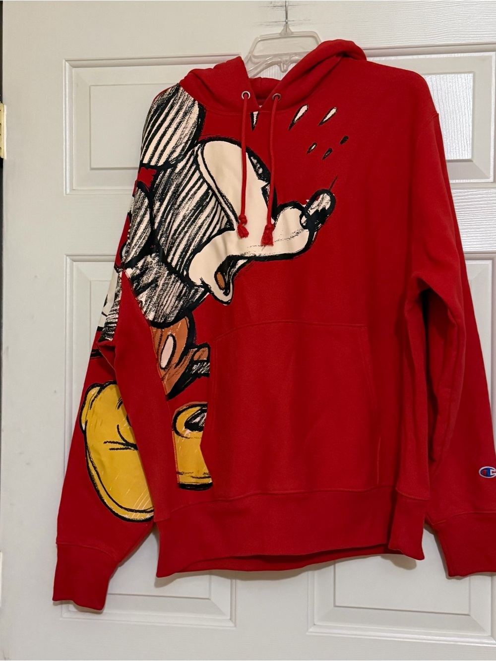 Champion x Disney Reverse Weave Red Mickey Mouse Hoodie Hooded Sweatshirt Large